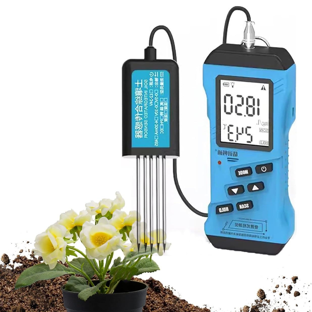 Tester gleby 7 w 1 do PH, wilgoci, składników odżywczych, przewodności, fosforu, potasu NPK, idealny do ogrodu, trawnika, rolnictwa, pielęgnacji roślin zewnętrznych