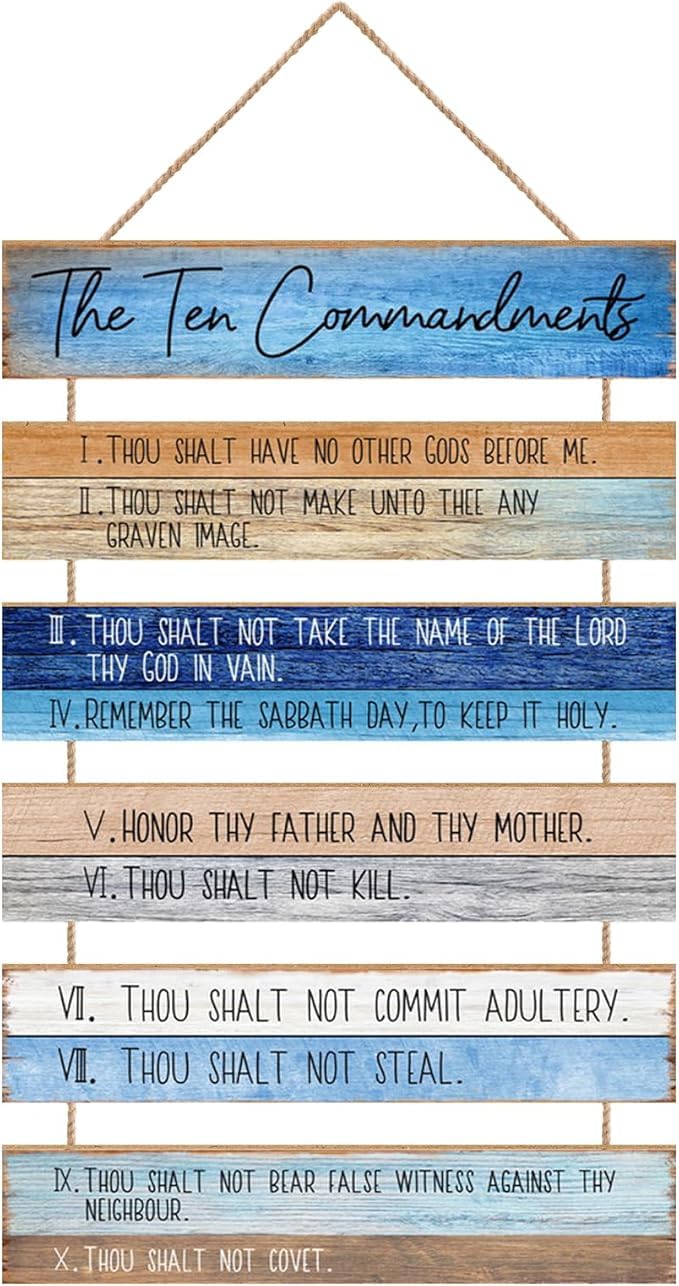 MANDALA SOUL The Ten Commandments Christian Wall Art, Bible Verse Religious Decor, Scripture Prayer Artwork, Suitable for Meditation Room and Office, Perfect Faith Gift for Believers (Coastal)-image-14