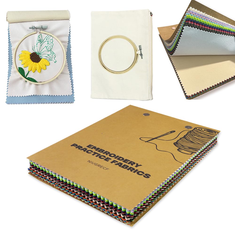 Libro de bordado para manualidades en tela de algodón, el regalo ideal con aro de bambú