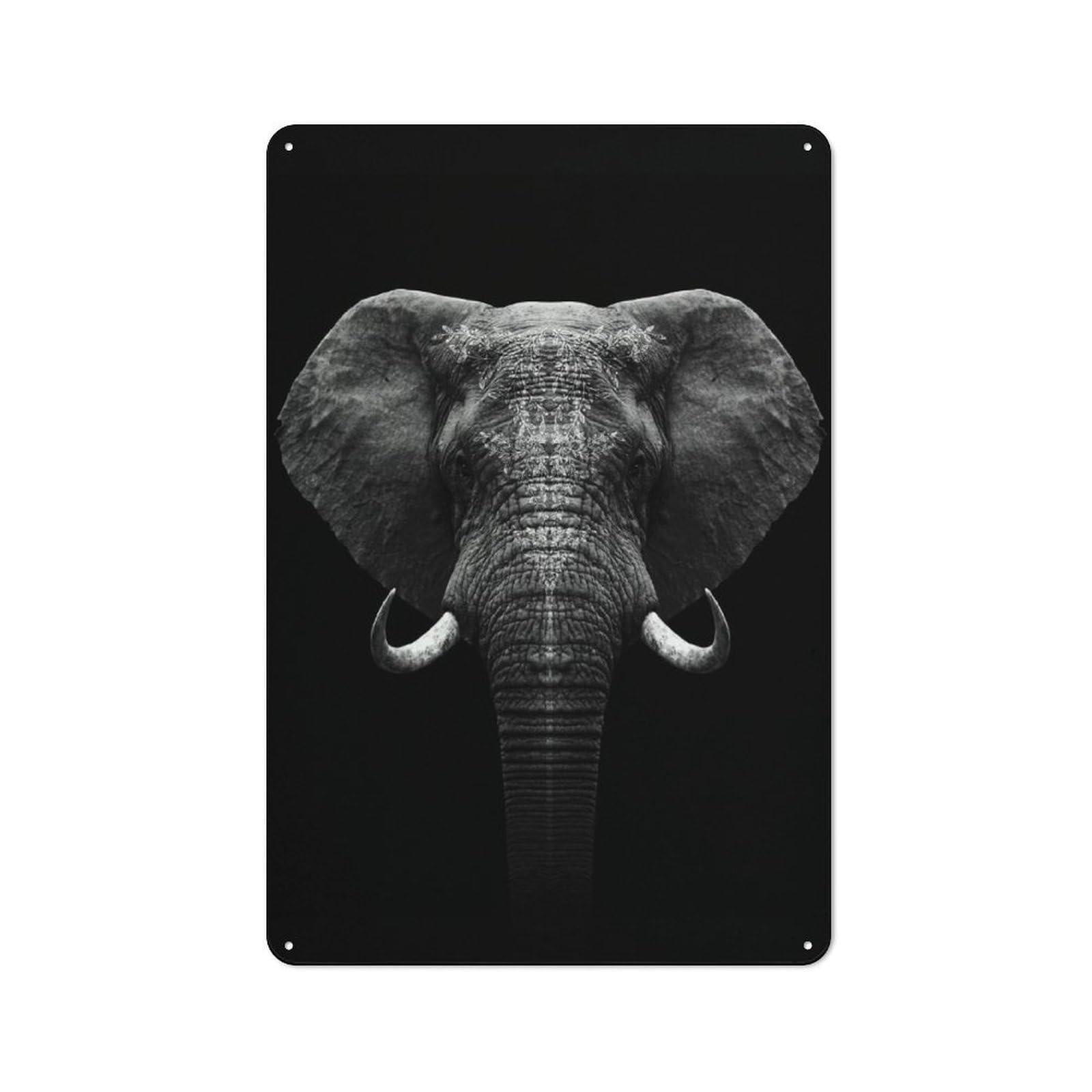 Junmoney Style-6 Elephant Head Art Retro Tin Wall Plaque 30X20cm For Hobby Room Or Studio, New Home Wall Decor For Hobby Room Decor Fans