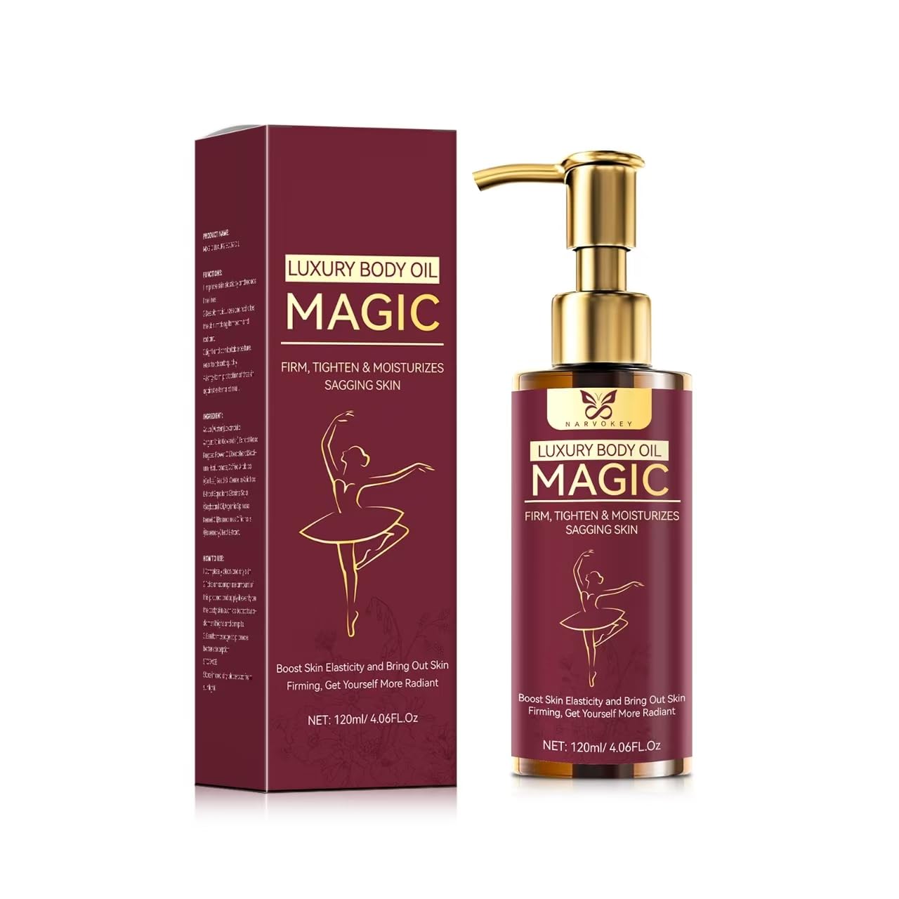 Magic Luxury Body Oil, Hydrating Moisturizes Firming Skin Oil for Sagging Skin, Tightens,Firms Skincare With Almond Oil Rosehip Vitamin E Natural Ingredients, 4.06Fl oz/120ml