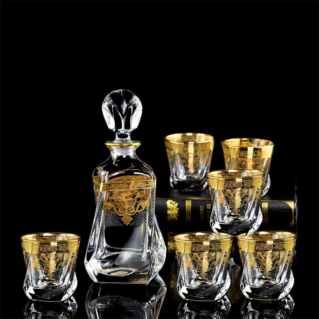 Home Real Gold Flower Paper Wine Set Retro Crystal Glass Wine Cabinet Decoration Business Gift
