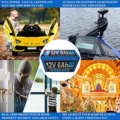 Ocell 12V 6Ah Lithium Iron Phosphate Battery, Rechargeable Lifepo4 Battery With 10 Years Lifetime, Low Self-Discharge For Kid Scooters, Security Alarm, Power Wheel, Fish Finder, Emergency Lighting #TOP1