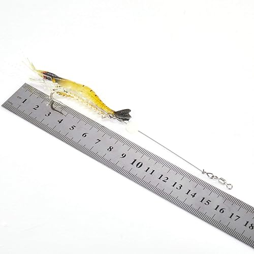 Miniatura 5 de WANBY Señuelos de pesca para camarones, señuelos artificiales de silicona suave, kit de cebo de camarón luminoso Swimbait Señuelos de pesca con