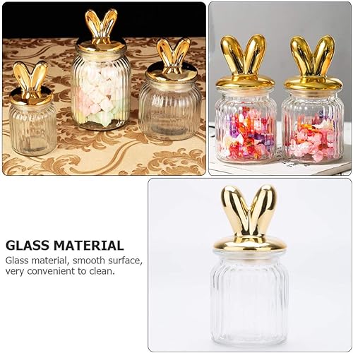 Miniatura 8 de ABOOFAN Tarro de cristal de Pascua con forma de conejo, tarro de caramelo transparente para almacenamiento de alimentos para fiesta de comedor,