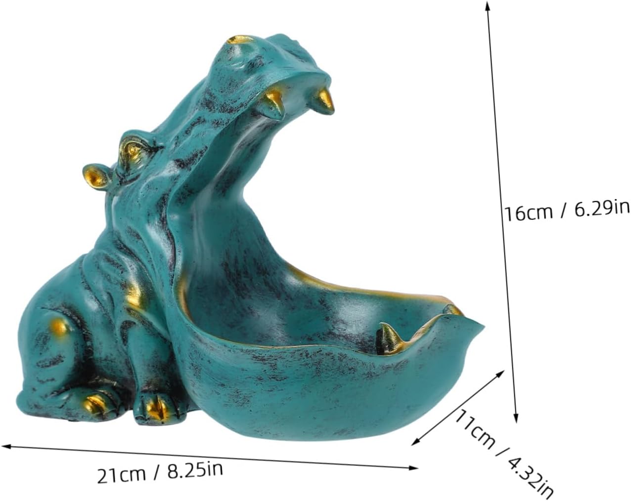 Cute Hippo Figurine Candy Dish Multifunctional Resin Ornament Home Decor