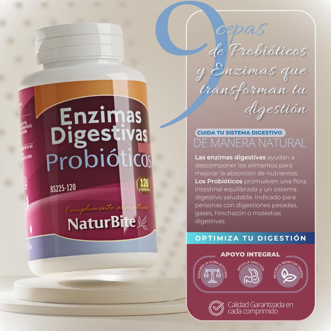 NATURBITE enzimas digestivas+probioticos kapsułki bio 120 kapsułek