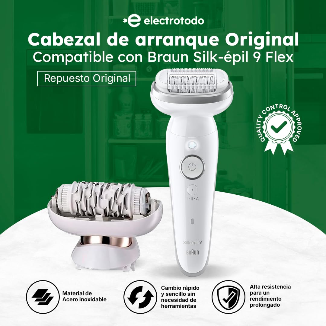 Cabezal De Arranque Original | Compatible Con Depiladora Braun Flex 81719648 | Repuesto Cabezal De Depilación Cómodo Color Blanco | De Ajuste Preciso y Fácil Instalación Para Depiladora