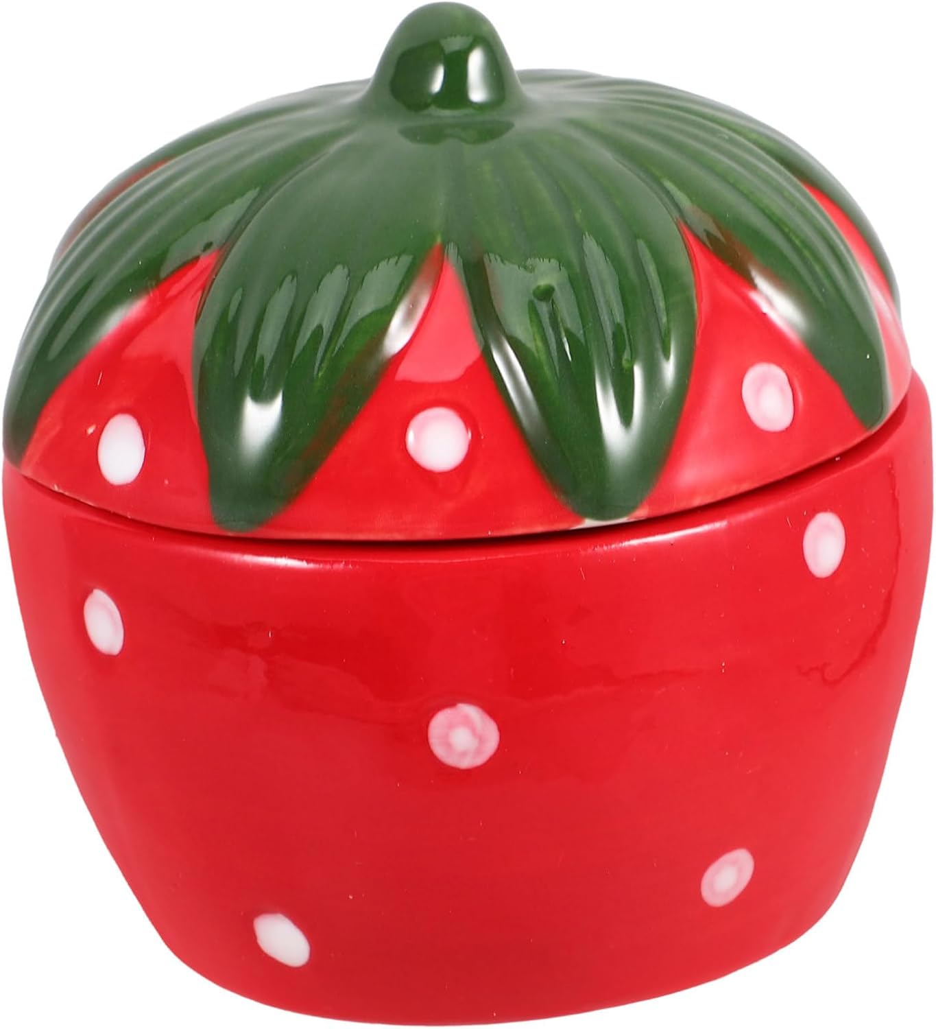 Ciieeo Decorative Strawberry Ceramic Jar with Lid for Jewelry Storage