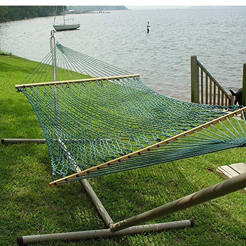 Original Pawleys Island 13Dcg Large Green Duracord Rope Hammock With Free Extension Chains & Tree Hooks, Handcrafted In The Usa, Accommodates 2 People, 450 Lb Weight Capacity, 13 Ft. X 55 In. #TOP3
