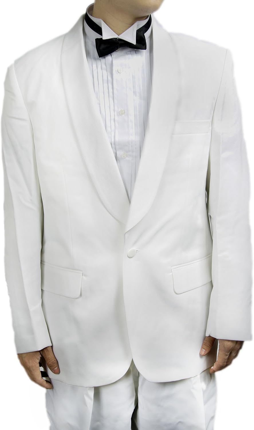 New Mens Classic One Button White Tuxedo Dinner Jacket with Shawl,White,42 Regular