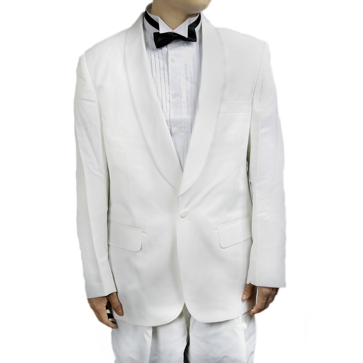 New Mens Classic One Button White Tuxedo Dinner Jacket with Shawl,White,42 Regular
