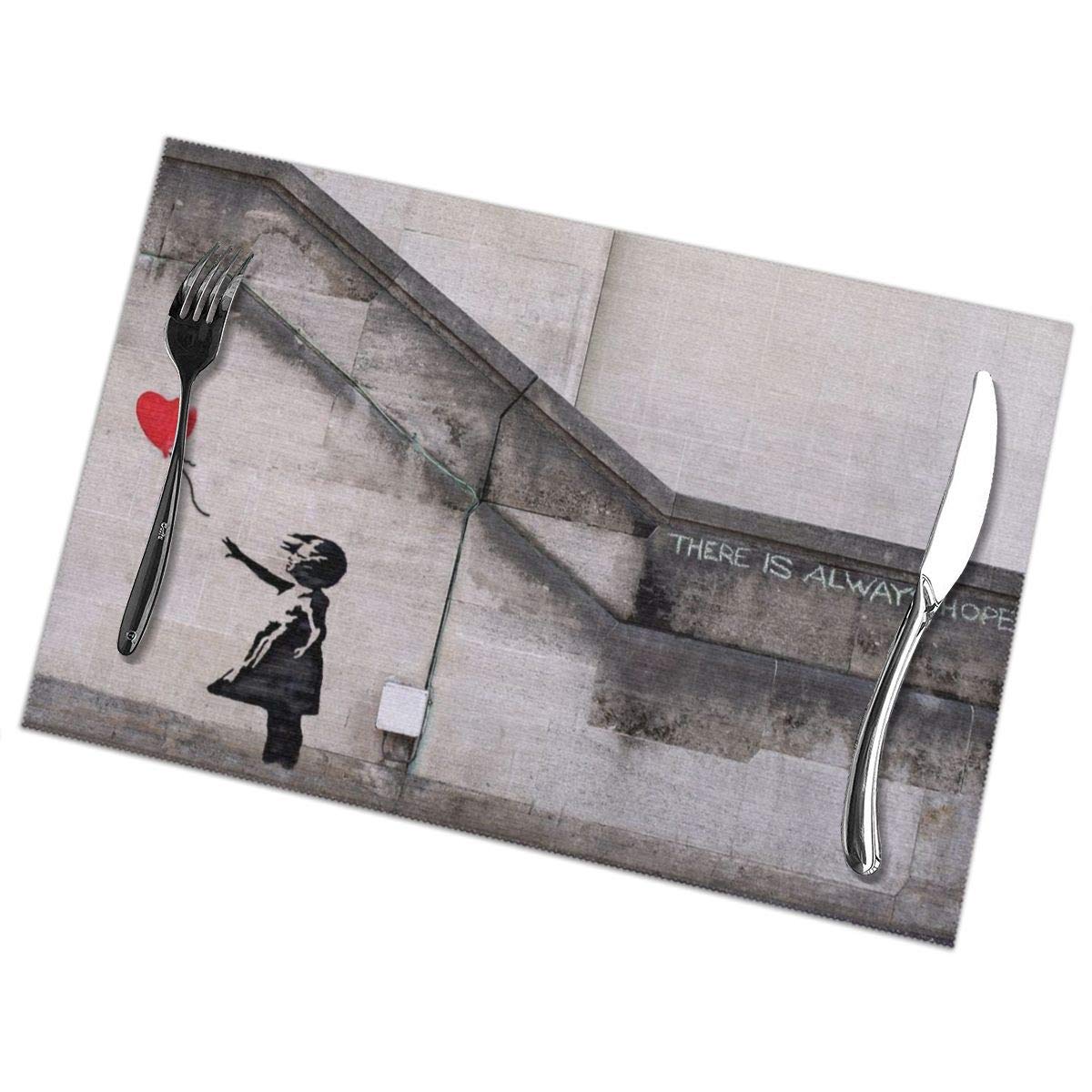 The Banksy Girl Insulation Heat Resistant Table Mats Easy To Clean,Placemats For Dining Table Set Of 6(12x18 In)