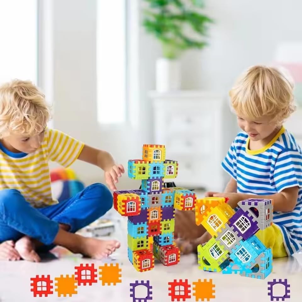 120 Piece Colourful House Building Blocks Set, Early Education Puzzle Construction Toy - Image 4