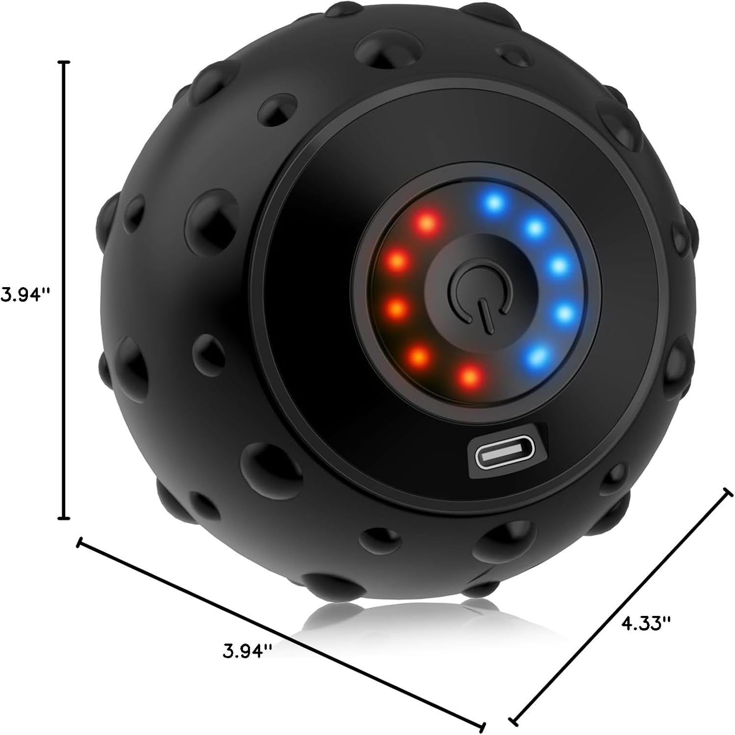 Uppye 5 Speed High Intensity Vibrating Massage Ball with USB Charging for Muscle and Deep Tissue, Plantar Fasciitis Pain Relief, Myofascial Release and Trigger Point Treatment for Back