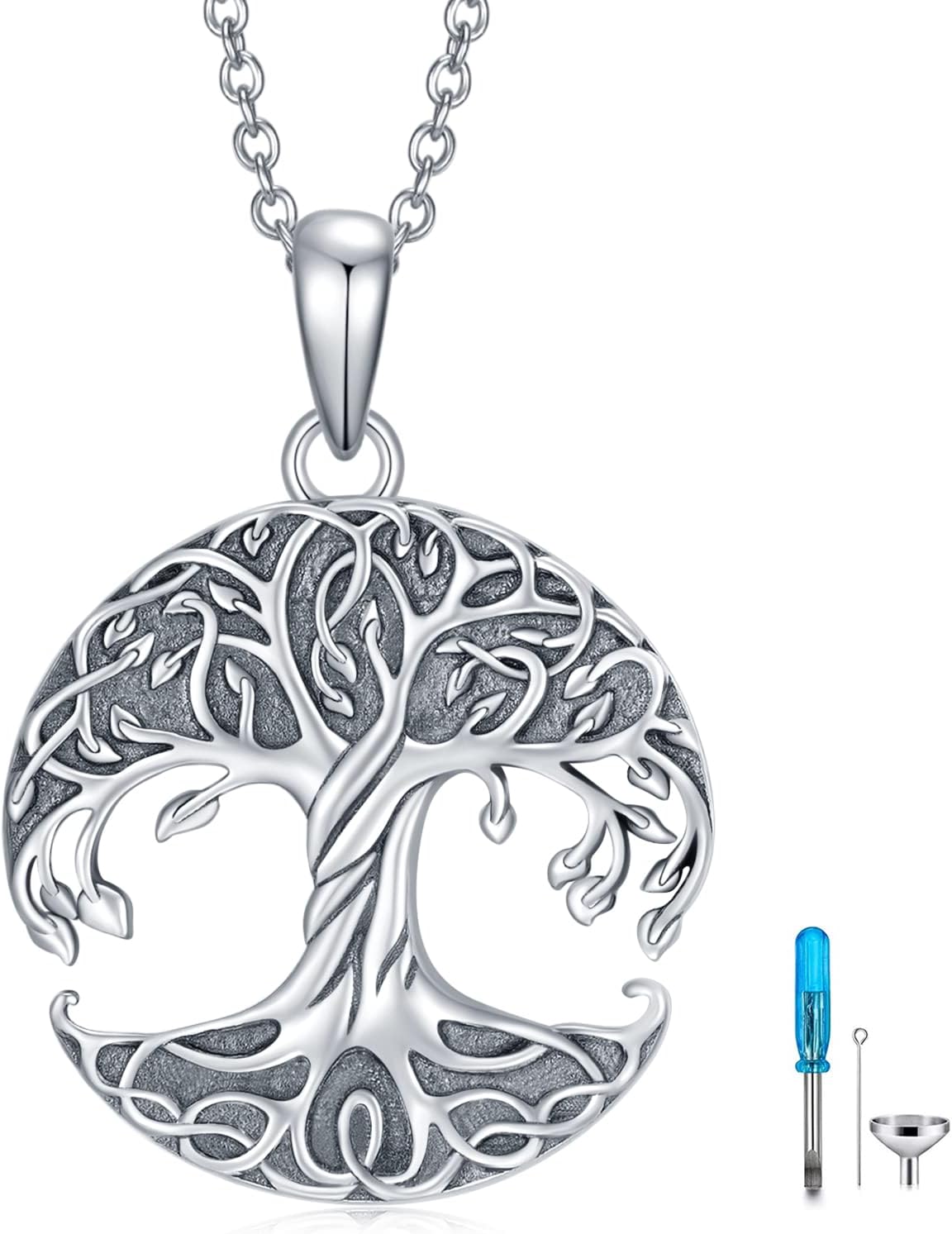 Urn Necklace for Ashes 925 Sterling Silver Moonstone/Angel Wing/Tree of Life/Cross Faith/Keepsake Pendant Necklace Cremation Memorial Jewelry Gifts for Women Men Girls
