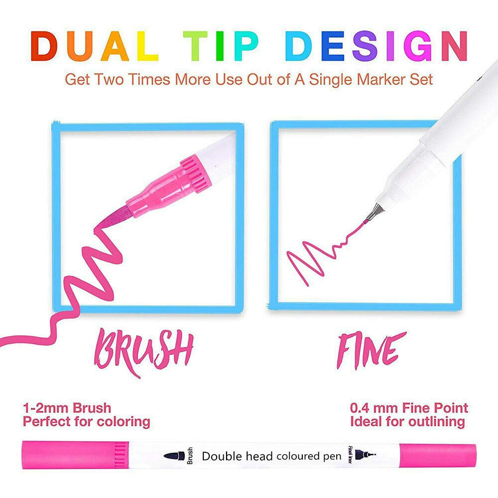 SUPERTOOL Aquarell-Marker, 36 Stück mit doppelter Spitze, flexible Pinselstifte für Kinder und Erwachsene