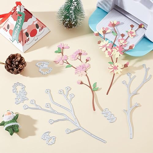 Miniatura 3 de INFUNLY 14 troqueles de corte de ramas 3D de metal con flores para hacer tarjetas, hojas troqueladas, plantillas en relieve para bricolaje, álbumes