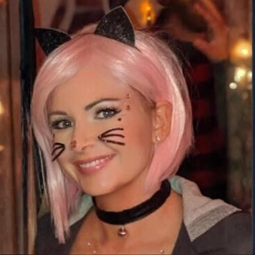 Miniatura 5 de Merroyal - Diadema de orejas de gato con brillantina para Halloween, elegante disfraz de gato para mujer