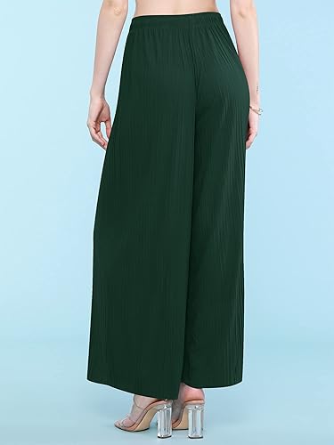 Miniatura 4 de Made By Johnny Pantalones palazzo plisados de pierna ancha con cordón para mujer