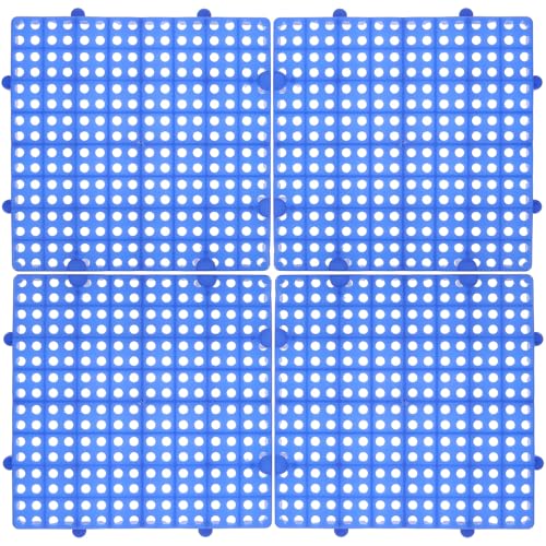 POPETPOP Lot de 4 Dalles de Terrasse en Plastique 30X30X3 CM Antidérapantes à Motifs Creux Emboîtables pour Sol Extérieur Jardin Balcon et Terrasse Revêtement Drainant et Résistant aux