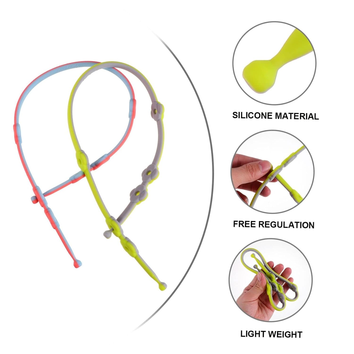 BESTonZON 2Pcs Silicone Soother Bag Leash Safe Hanging Straps for Pacifiers Bright Colors to Promote Color Sensitivity and Growth Compatible with Various Feeding Supplies
