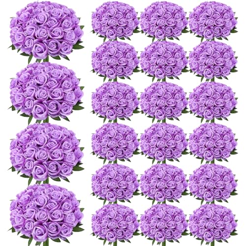 Ovveroche 150 Pcs Roses Artificial Flowers Purple