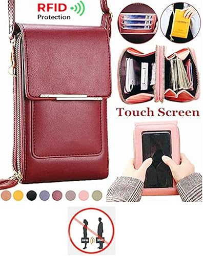 Miniatura 4 de atcryih Bolsa de cuero antirrobo, bolsas cruzadas para teléfono para mujer, cartera de teléfono con pantalla táctil, bolsa cruzada de piel sintética
