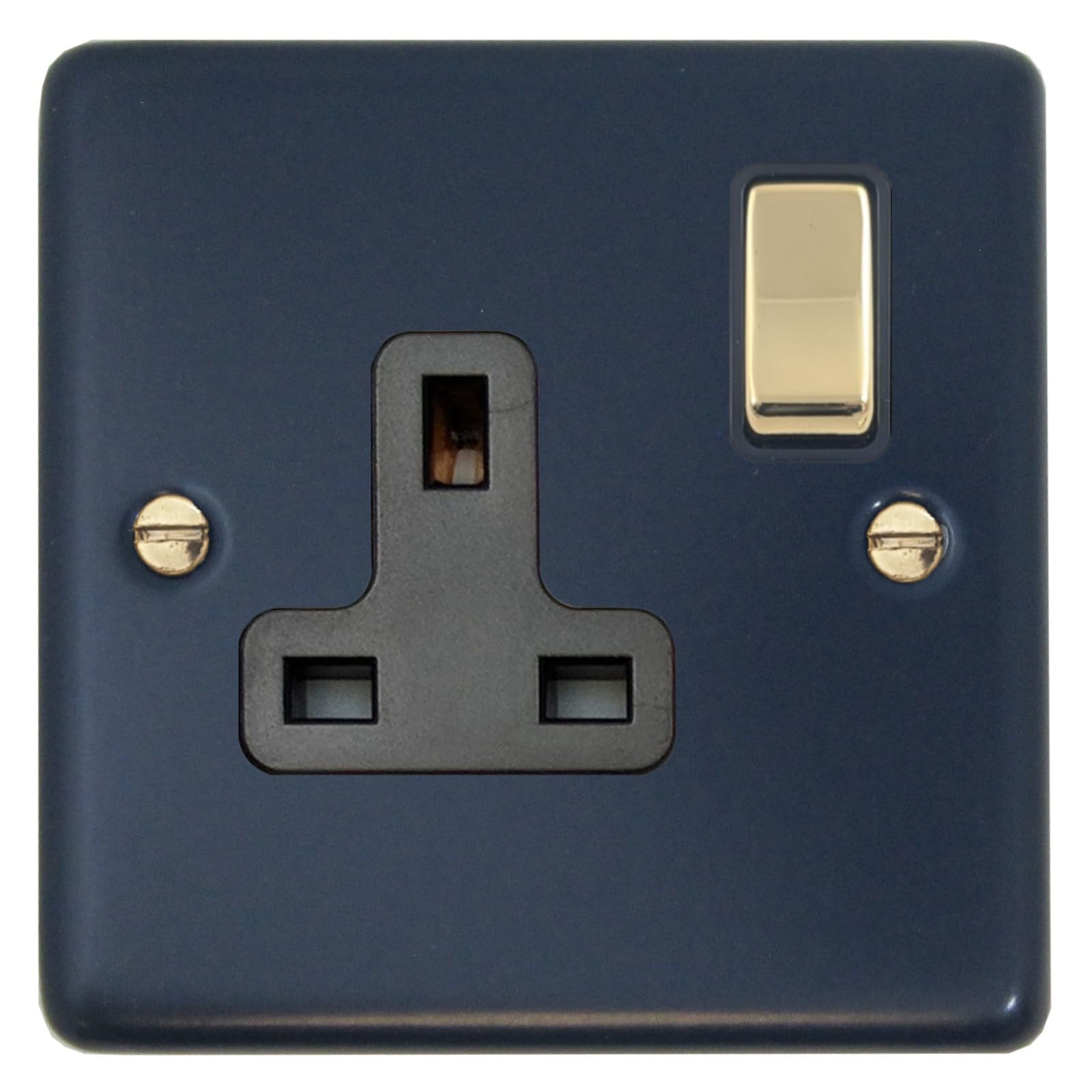 G&H Brassware Blue G&H Crb309-Pb Standard Plate 1 Gang Single 13A Switched Plug Socket