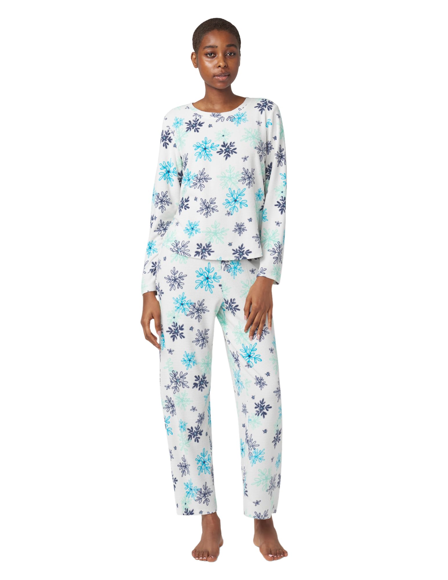 HUE Women's Super Soft Fleece Winter Pajama Gift Set Includes Long Sleeve PJ Top and Pant