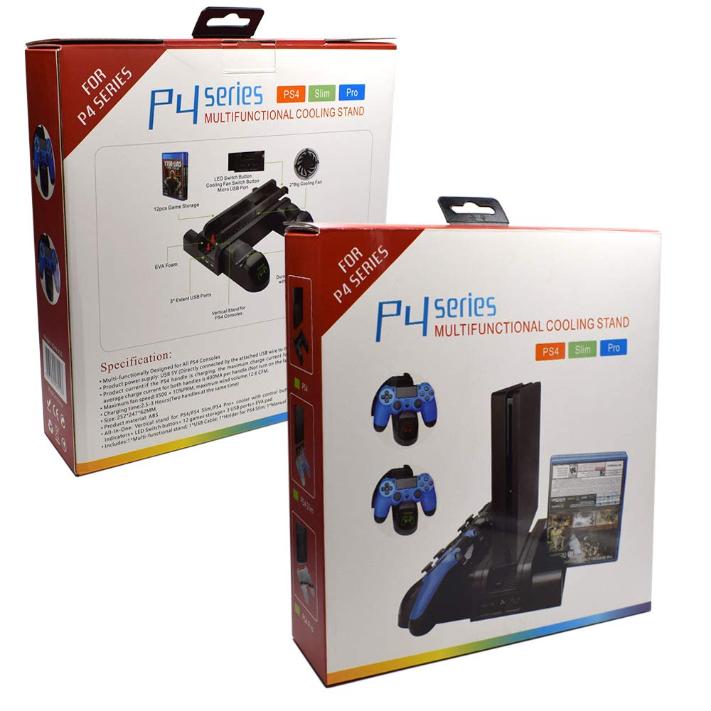 Stand Cooling Station Fan for PlayStation 4 Slim Vertical Charging Station with Dual Controller Charger Stand with USB Port & 12 Games Slots Cooling Fan 4 in 1 Accessory for for PS4 pro 7 61yoBXP+3qL. SL1000