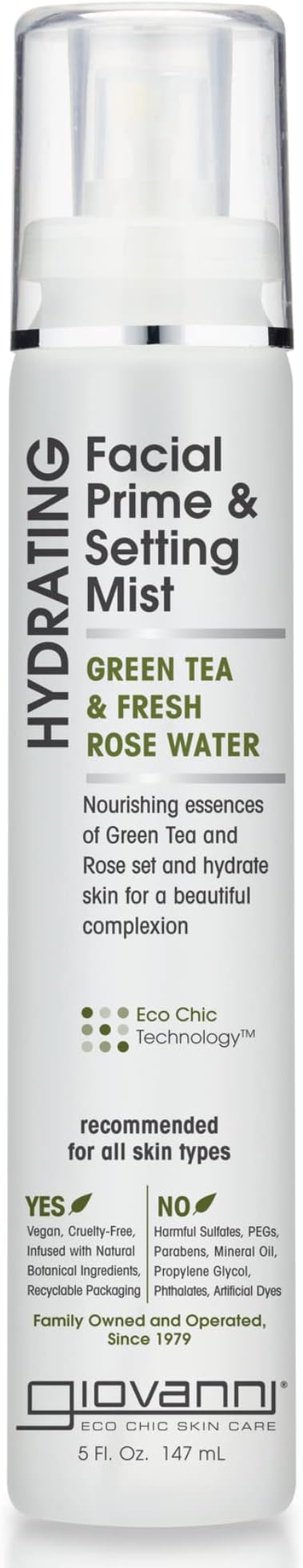 GIOVANNI Hydrating Facial Prime Setting Mist, 5 oz. - Green Tea + Fresh Rose Water Hydrates Skin for a Beautiful Complexion