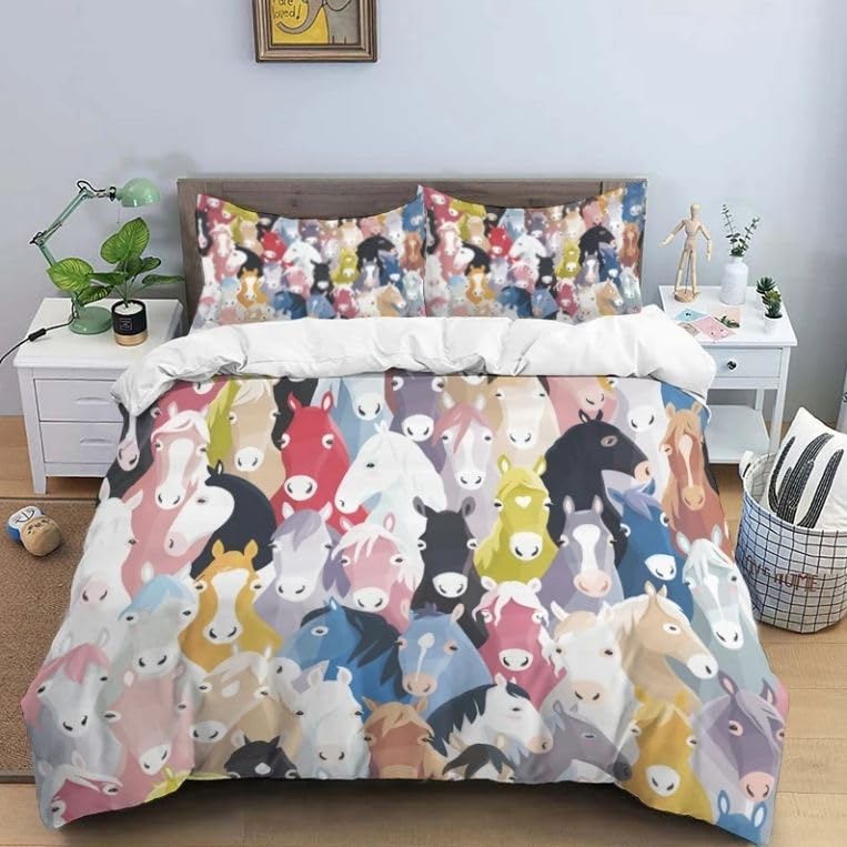 Parure de lit 140x200 cheval 3D pour créer une ambiance équestre unique