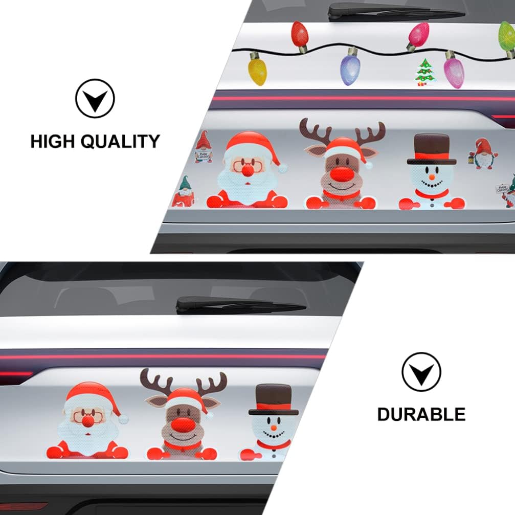 Wakauto 1 Set Christmas Car Refrigerator Magnet Decorations Reflective Bulb Light Santa Reindeer Snowman Gnome Stickers Accessories Holiday Ornament - Image 5