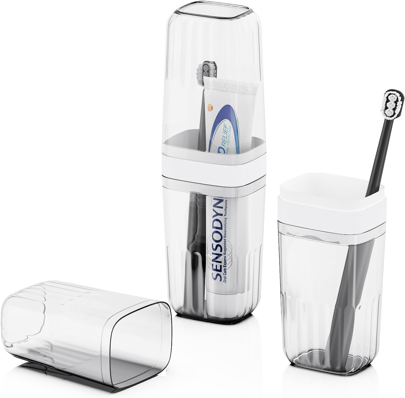 Large Enclosed Toothpaste and Toothbrush Travel Case with Rinse Cup