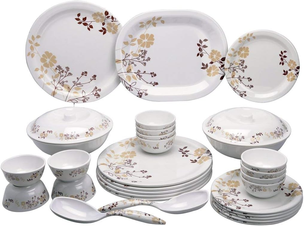 Melamine Dinner Set - 40 Pieces, White