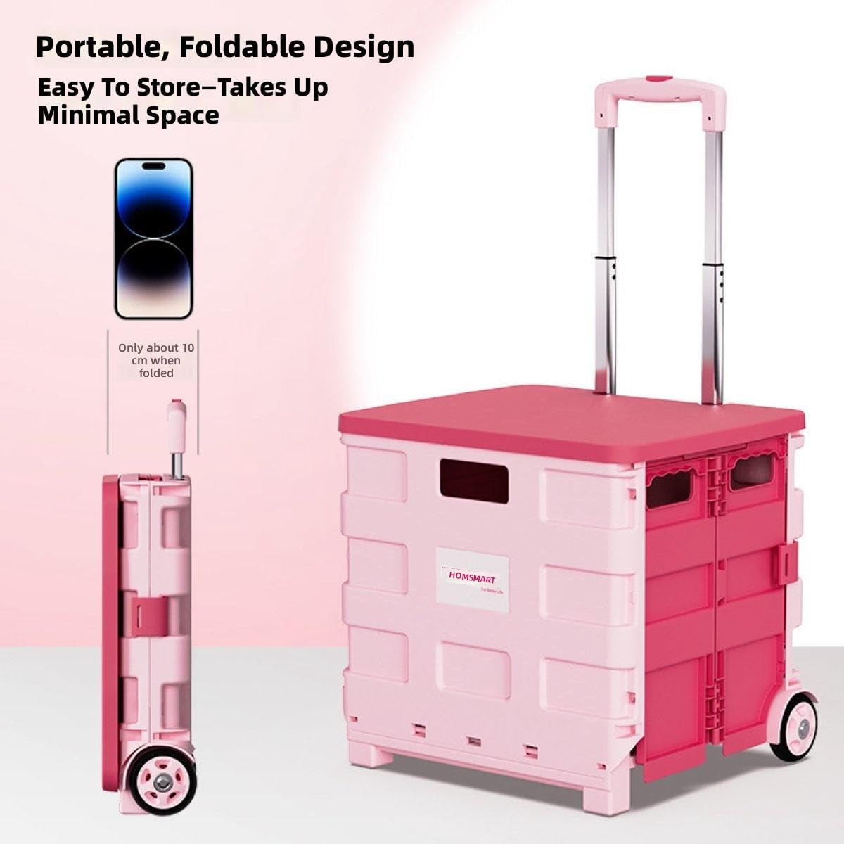 Carrello Pieghevole per Auto, Portatile e Resistente con Maniglia Regolabile, Grande capacità per Spesa, Utilizzo Domestico e Campeggio, Adatto a Tutti i Tipi di Veicoli
