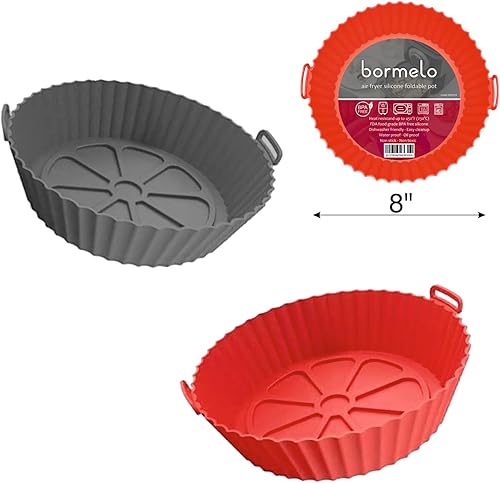 Miniatura 9 de Forros para freidora de aire, paquete de 2 accesorios de silicona para bandeja de freidora de aire. Bandejas reutilizables para hornear bandeja de