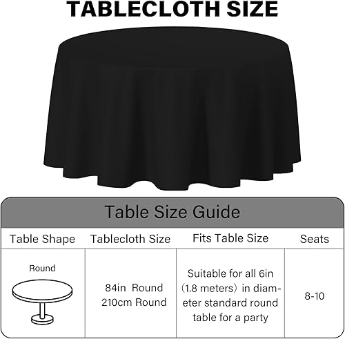 Miniatura 3 de sundee Paquete de 2 manteles redondos de plástico, manteles desechables de plástico de alta calidad, manteles redondos de 84 pulgadas, decoración