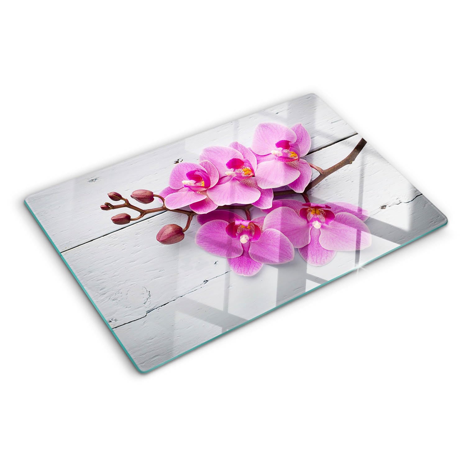 Planche à découper en verre trempé 80x52 cm orchidée élégante