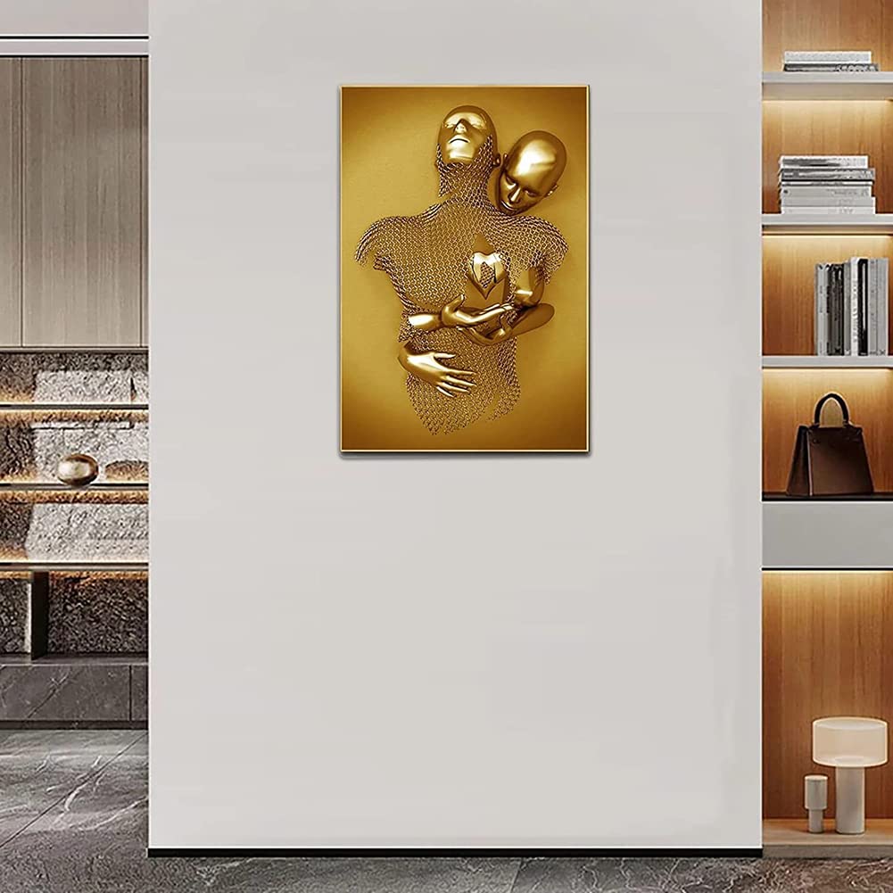 Love Heart 3D Wandkunst – Metalloptik-Leinwand Mit Herz-Motiv Für Moderne Deko