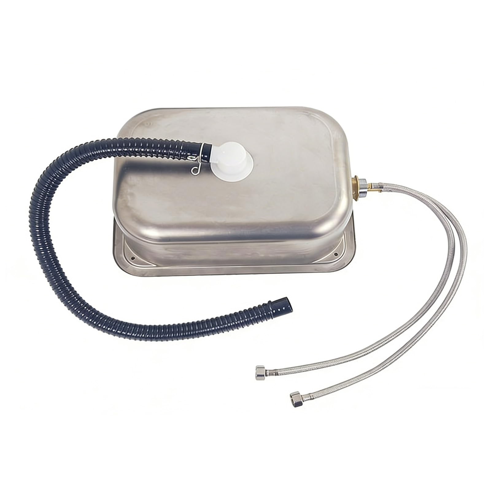 Fregadero Camper con Tapa y Grifo, Cuadrado Fregadero Portatil Camping, Lavabo de Acero Inoxidable para Bar, Caravana, Remolque
