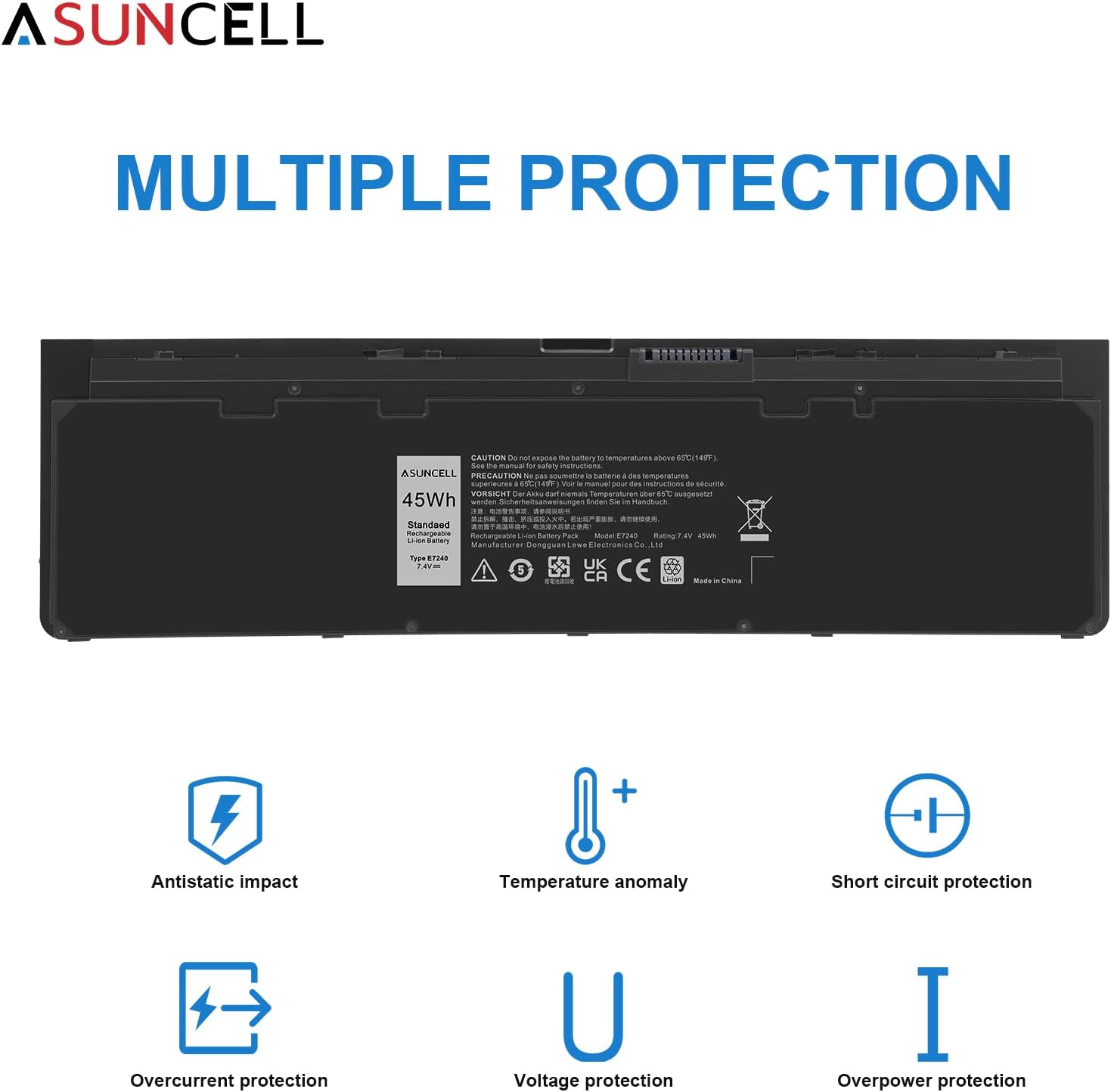 ASUNCELL Laptop Battery Replacement for Dell Latitude 12 7000 Sereis E7240 E7250 Ultrabook, 45Wh 7.4V