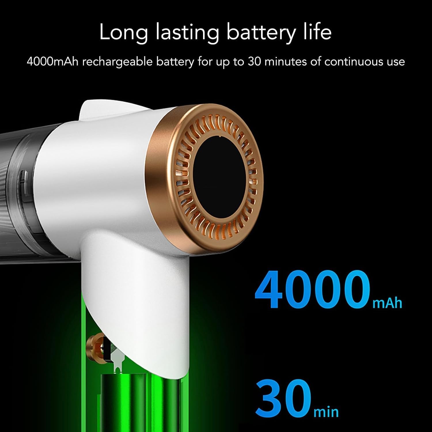 Aspiradora de Mano Plegable, succión de 9000 Pa, batería de 4000 mAh, luz LED, Lavable, portátil para Coche, hogar y Mascotas.