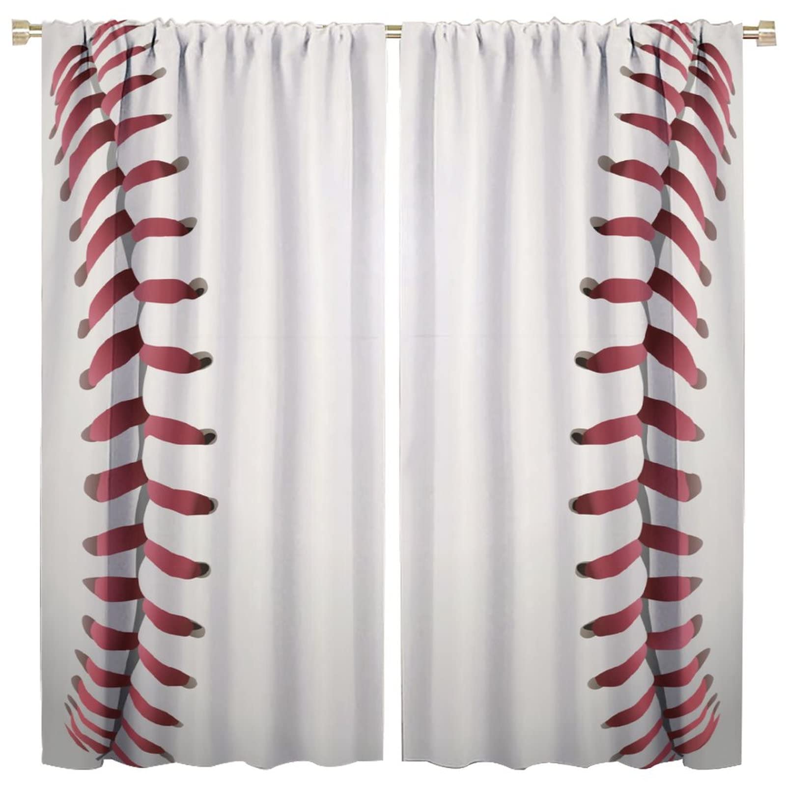 JESTRONRY Boys Sports Curtains,Red Baseball Texture Background Illustration Window Treatments Curtains for Living Room Kids Teens Bedroom Decor W42xL45in