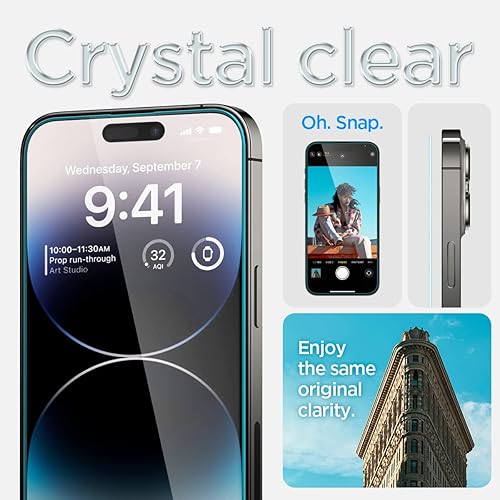 Miniatura 35 de Spigen Protector de pantalla de vidrio templado [GlasTR EZ FIT] diseñado para iPhone 14 / iPhone 13 Pro/iPhone 13 [2 unidades]