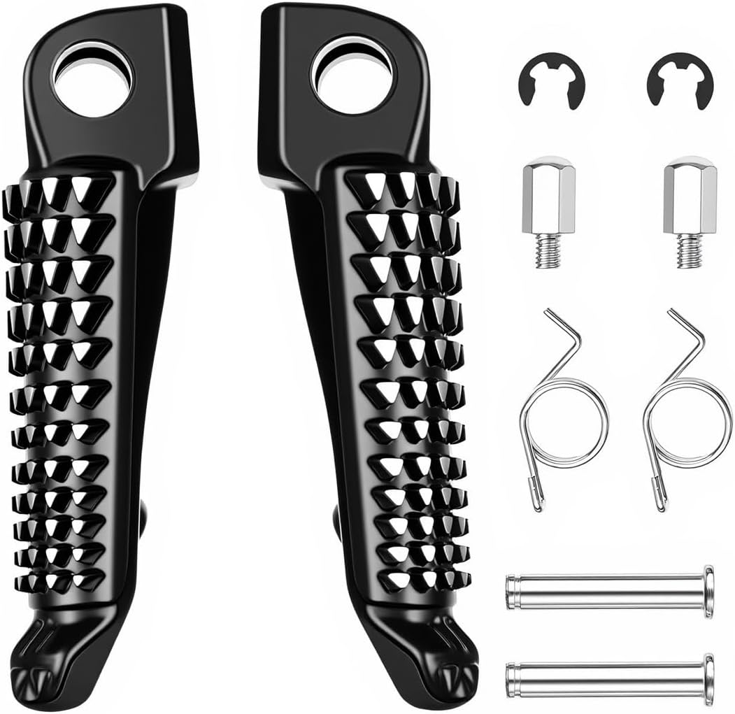 Motorcycle Rear Passenger Foot Pegs 2 Pack CNC Aluminum Anti-Slip Footrests Kit With Pins Clips For Replacing Worn Pegs Fits Select Sport Bike Models​