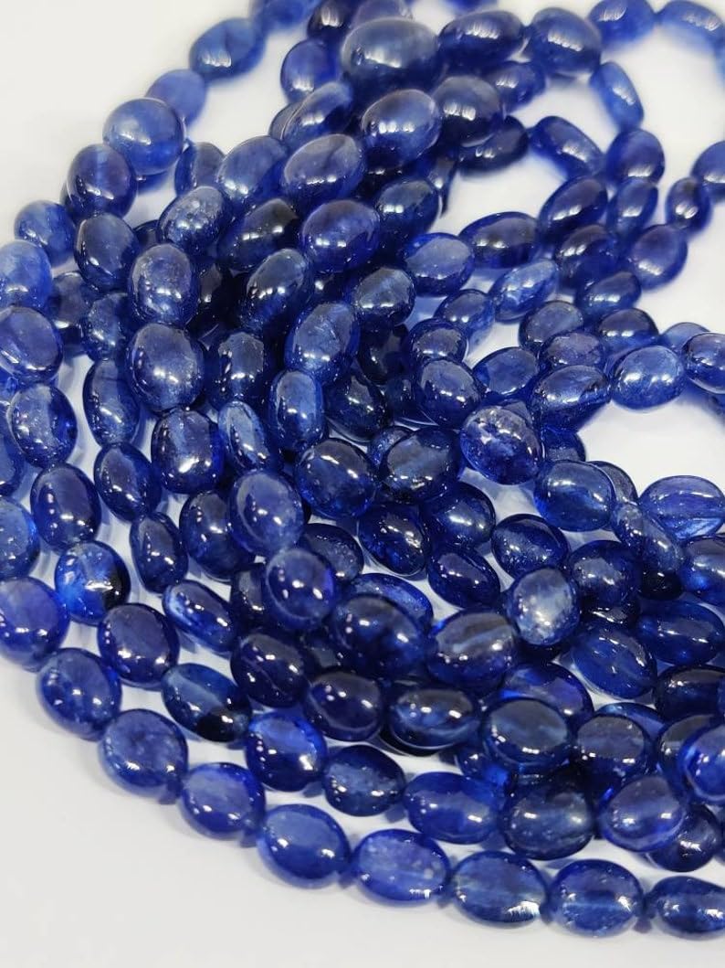 Perles saphir bleu naturel ovales de 5x6 à 7.5x10 mm pour création de colliers et bracelets uniques