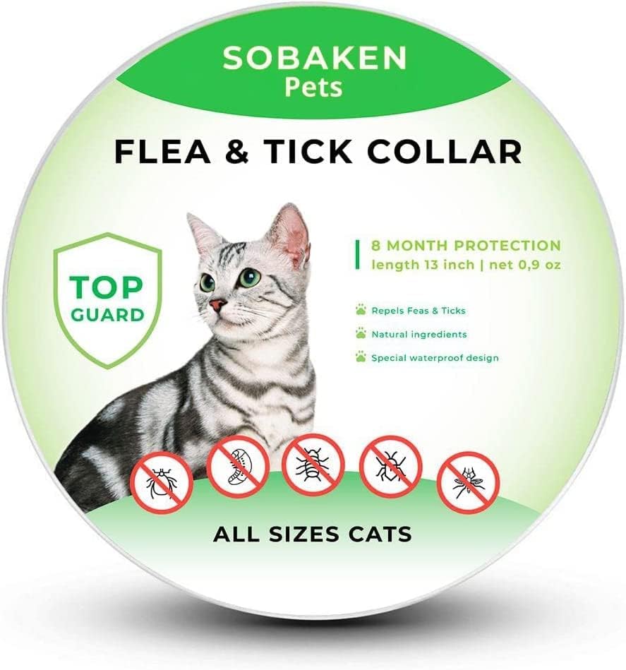 Flea Collar for Cats, Natural Cat Flea Collar, 1 Pack, 8 Month Protection - 13.3 inch, One Size Fits All Cats
