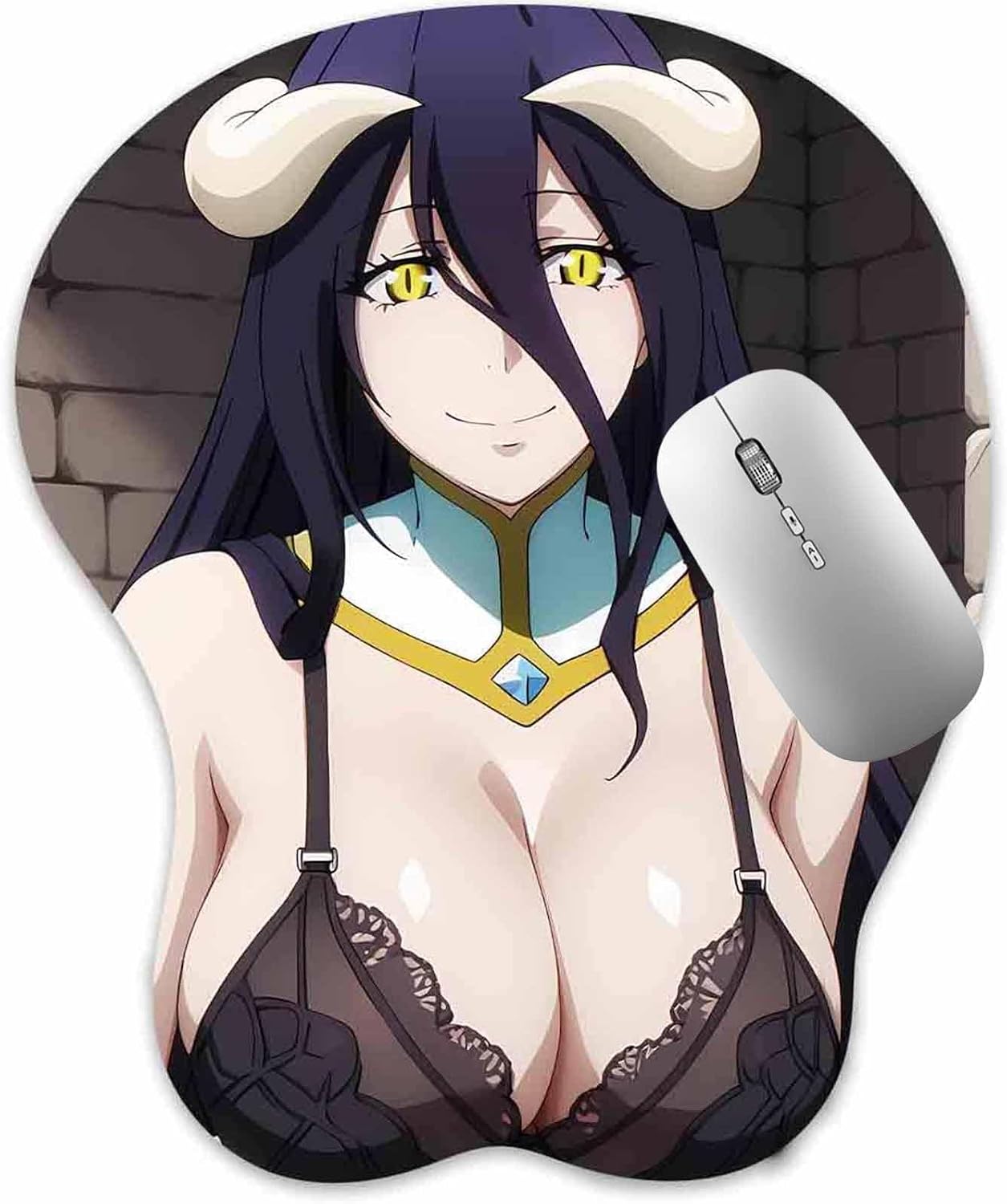 3D Mouse Pad Oppai Mousepad with Soft Gel Wrist Rest Anime Manga Gaming Boob pad Anti-Slip Mouse Mat （Albed 5）